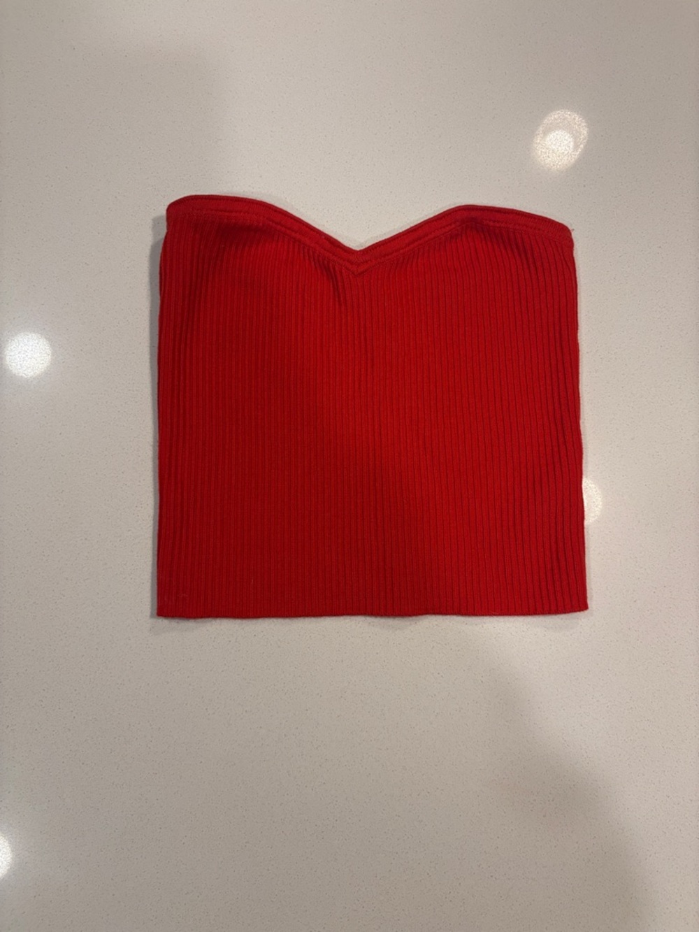 Urban Outfitters Bright Red Ribbed Strapless Top